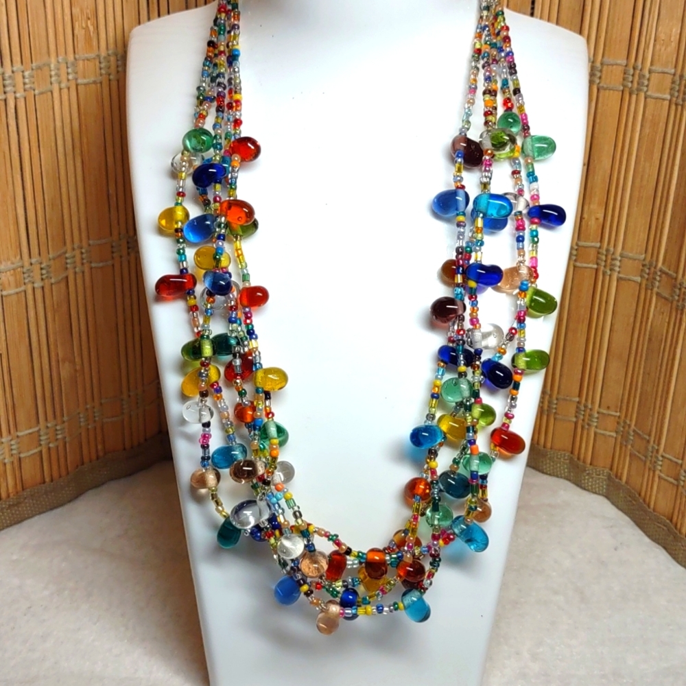 Multi Strand Glass Bead Necklace